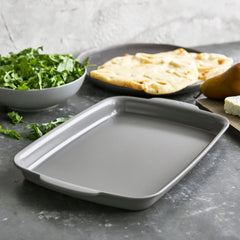 Premiere Ovenware Ceramic Nonstick 2-Piece 13" x 9" Quarter Sheet Pan Set | Gray