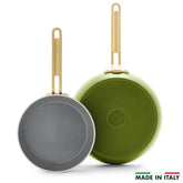 Stanley Tucci™ Ceramic Nonstick 8" and 10" Frypan Set | Tuscan Olive