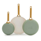 Reserve Pro Ceramic Nonstick 8", 10" and 12" Frypan Set | Sage