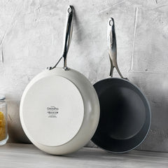 Valencia Pro Ceramic Nonstick 9.5" and 11" Frypan Set | Cream