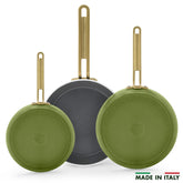 Stanley Tucci™ Ceramic Nonstick 8", 10" and 12" Frypan Set | Tuscan Olive
