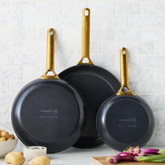 Reserve Pro Ceramic Nonstick 8", 10" and 12" Frypan Set | Black