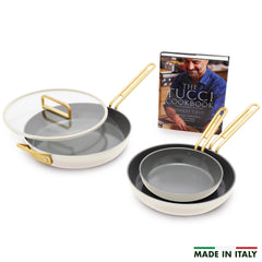 Stanley Tucci™ Ceramic Nonstick 4-Piece Frypan Set | Carrara White