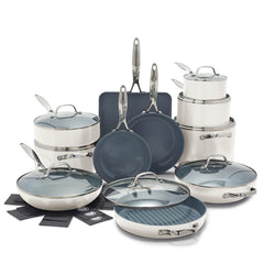 Valencia Pro Ceramic Nonstick 19-Piece Cookware Set | Cream