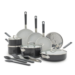 Bobby Flay by GreenPan Professional Ceramic Nonstick 16-Piece Cookware Set | Graphite
