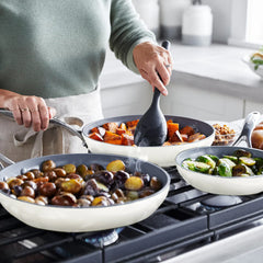 Valencia Pro Ceramic Nonstick 8", 9.5", and 11" Frypan Set | Cream