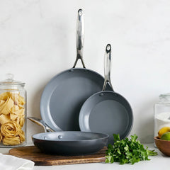 Valencia Pro Ceramic Nonstick 8", 9.5", and 11" Frypan Set | Gray