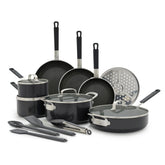 Bobby Flay by GreenPan Professional Ceramic Nonstick 16-Piece Cookware Set | Black