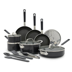 Bobby Flay by GreenPan Professional Ceramic Nonstick 16-Piece Cookware Set | Black