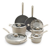 Space Saving Stack Ceramic Nonstick 11-Piece Cookware Set | Taupe