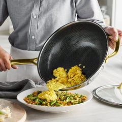 Spectra Gold Thermobond Hybrid Ceramic Nonstick 12" Wok with Lid