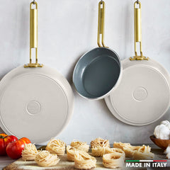 Stanley Tucci™ Ceramic Nonstick 8", 10" and 12" Frypan Set | Carrara White