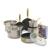 Stanley Tucci™ Stainless Steel Ceramic Nonstick 11-Piece Cookware Set | Champagne Handles