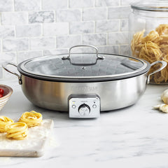 Elite 5.5-Quart Oval Electric Skillet | Premiere Stainless Steel