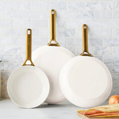 Reserve Pro Ceramic Nonstick 8", 10" and 12" Frypan Set | Cream