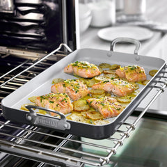 Bobby Flay by GreenPan Professional Ceramic Nonstick 18" x 11" Double Burner Griddle | Graphite