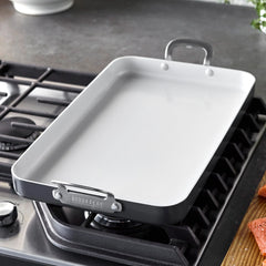 Bobby Flay by GreenPan Professional Ceramic Nonstick 18" x 11" Double Burner Griddle | Graphite
