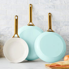Reserve Pro Ceramic Nonstick 8", 10" and 12" Frypan Set | Seaside