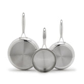 Valencia Pro Stainless Steel Uncoated 8", 9.5" and 11" Frypan Set