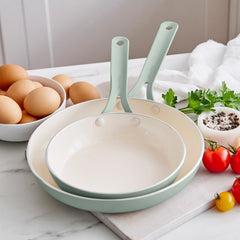 Nova Gallery Ceramic Nonstick 8" and 10" Frypan Set | Pistachio