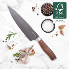 Premiere Titanium Cutlery 8" Chef's Knife with Walnut Handle