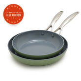 Valencia Pro Ceramic Nonstick 9.5" and 11" Frypan Set | Sage