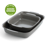 Premiere Ovenware Ceramic Nonstick 2-Piece Cake Pan Set | Gray