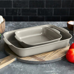 Premiere Ovenware Ceramic Nonstick 2-Piece Cake Pan Set | Taupe