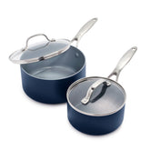 Valencia Pro Ceramic Nonstick 1.5-Quart and 3-Quart Saucepan Set with Lids | Twilight