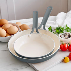 Nova Gallery Ceramic Nonstick 8" and 10" Frypan Set | Gray