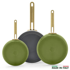 Stanley Tucci™ Ceramic Nonstick 8", 10" and 12" Frypan Set | Tuscan Olive