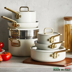 Stanley Tucci™ Ceramic Nonstick 11-Piece Cookware Set | Carrara White