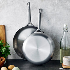 Bobby Flay by GreenPan Chef Series Uncoated Stainless Steel 10" and 12" Frypan Set