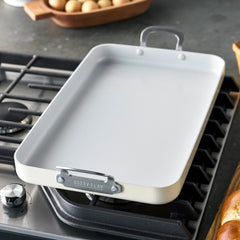 Bobby Flay by GreenPan Professional Ceramic Nonstick 18" x 11" Double Burner Griddle | Cream