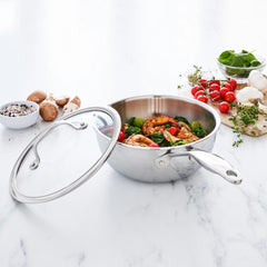 Valencia Pro Stainless Steel Uncoated 2.5-Quart Chef's Pan with Lid