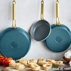 Stanley Tucci™ Ceramic Nonstick 8", 10" and 12" Frypan Set | Venetian Teal