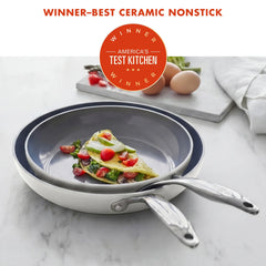 Valencia Pro Ceramic Nonstick 9.5" and 11" Frypan Set | Cream