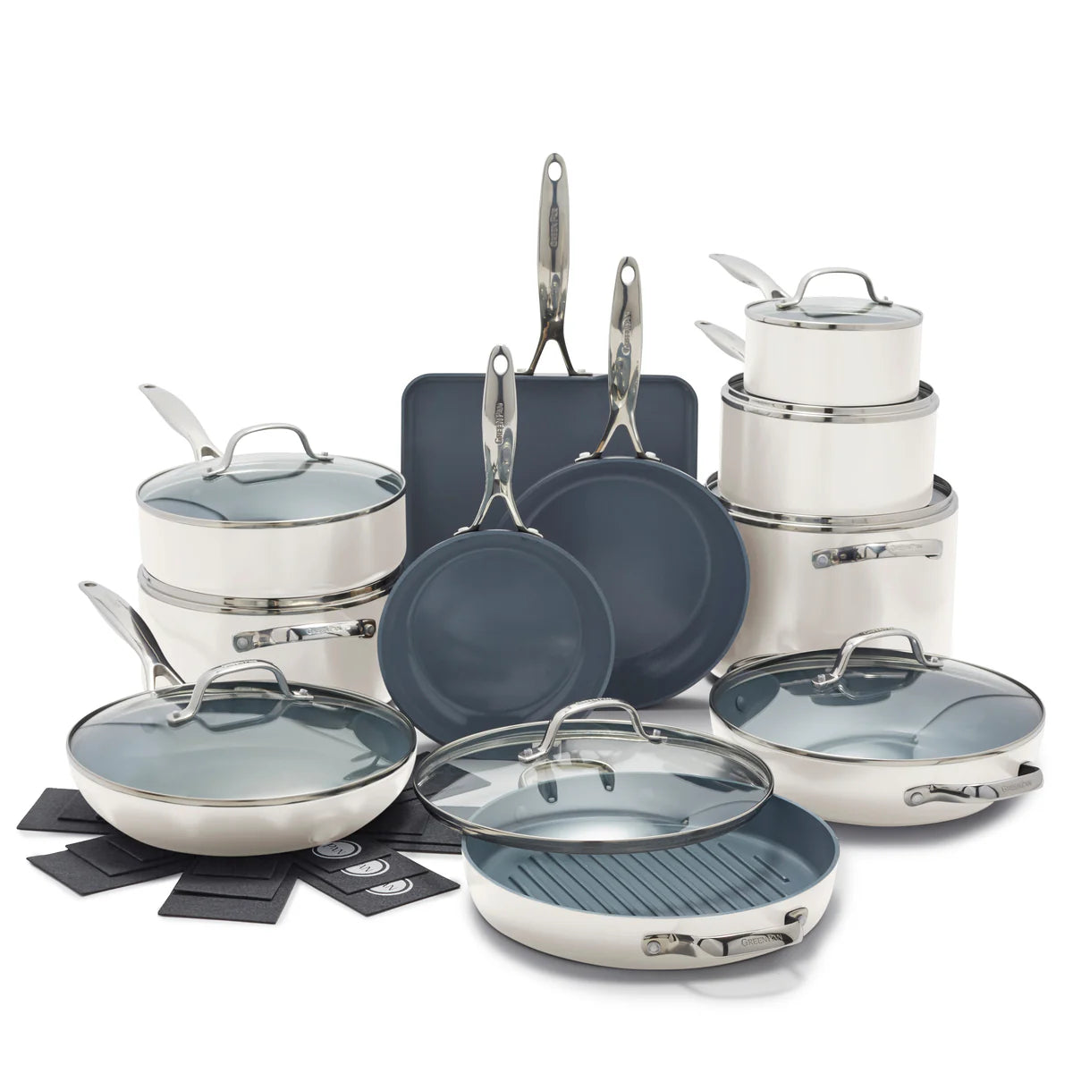 Valencia Pro Ceramic Nonstick 19-Piece Cookware Set | Cream