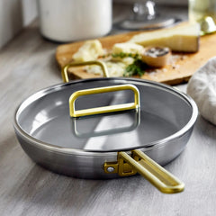 Stanley Tucci™ Stainless Steel Ceramic Nonstick 12" Frypan with Lid | Champagne Handle