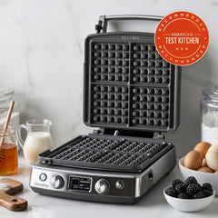 Elite Ceramic Nonstick 4-Square Waffle Maker | Premiere Stainless Steel