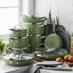 Valencia Pro Ceramic Nonstick 19-Piece Cookware Set | Sage