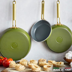 Stanley Tucci™ Ceramic Nonstick 8", 10" and 12" Frypan Set | Tuscan Olive