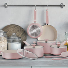 Rio Advanced Ceramic Nonstick 12-Piece Cookware Set | Pink