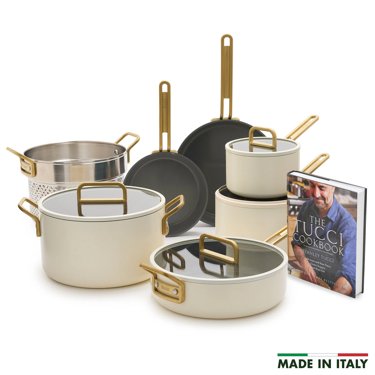 Stanley Tucci™ Ceramic Nonstick 11-Piece Cookware Set | Carrara White