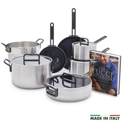 Stanley Tucci™ Stainless Steel Ceramic Nonstick 11-Piece Cookware Set | Black Handles