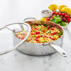 Valencia Pro Stainless Steel Uncoated 5-Quart Sauté Pan with Lid
