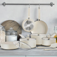 Rio Advanced Ceramic Nonstick 12-Piece Cookware Set | Cream