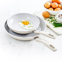 Dover Ceramic Nonstick 8" and 10" Frypan Set | Cream White