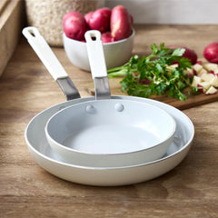 Bobby Flay by GreenPan Professional Ceramic Nonstick 8" and 10" Frypan Set | Cream