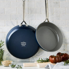 GP5 Colors Ceramic Nonstick 9.5" and 11" Frypan Set with Mirror Handles | Oxford Blue